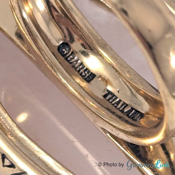 Barse Rose Quartz Gemstone Oval Floral Chunky Gold Tone Ring Size 10 - Picture 10 of 13